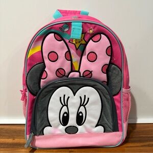 Minnie Mouse Pink Rainbow Glitter Dots Backpack Girls School Travel NEW